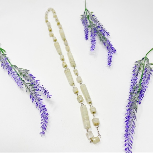 Vintage Carved Alabaster Linked Necklace - Picture 3 of 5